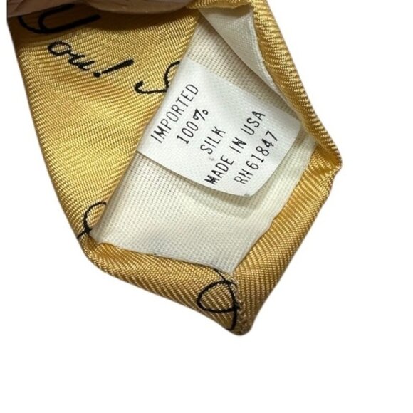 Vintage Bobachris Yellow Cupid & Heart Silk Tie Made In USA - Picture 6 of 6